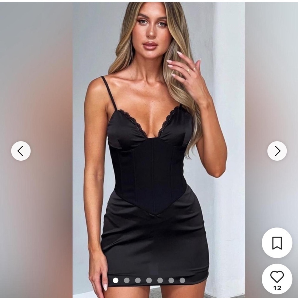 Tiger Mist Black Satin Mini Dress
